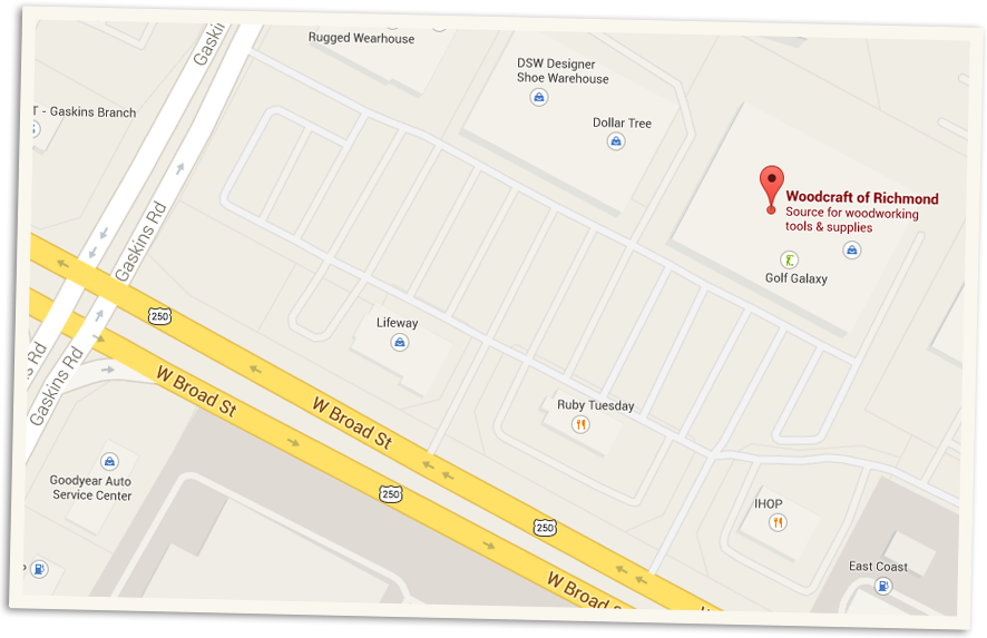 Map to Richmond Woodturners